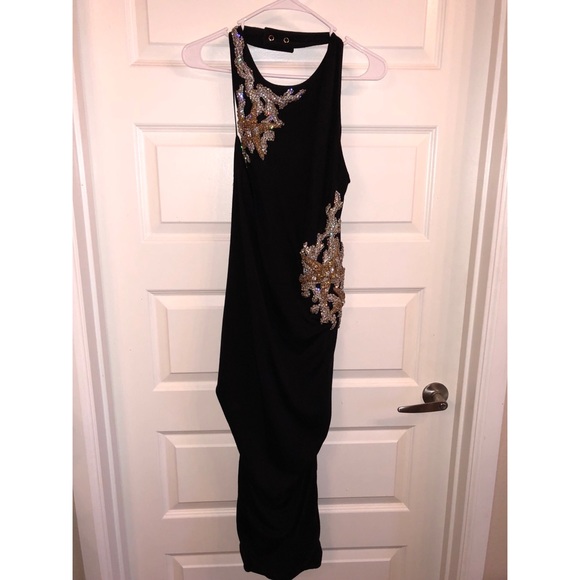 New Balmain Embellished Crystal Halter Midi Dress - Picture 5 of 8